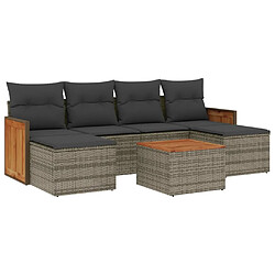 Maison Chic Salon de jardin avec coussins 7 pcs | Ensemble de Table et chaises | Mobilier d'Extérieur gris résine tressée -GKD59155