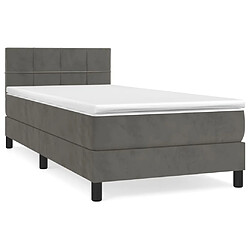 Maison Chic Lit Adulte - Lit simple Lit à sommier tapissier et matelas moelleux - Meuble de Chambre - Gris foncé 90x190 cm Velours -MN73010