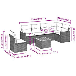 Avis vidaXL Salon de jardin avec coussins 7 pcs beige résine tressée