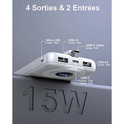 Avis SANAG Batterie Externe 10000Mah, Power Bank Charge Rapide Batterie Portable 4 Sorties Avec Câbles Intégrés, 3A Usb C Input Et Output, Chargeur Externe Compatible Avec Iphone16 15 14 Pro Samsung Xiaomi