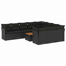 Maison Chic Salon de jardin 11 pcs avec coussins | Ensemble de Table et chaises | Mobilier d'Extérieur noir résine tressée -GKD45435