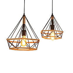 Stoex Lustre Suspension Industrielle Cage Corde de chanvre Abat-jour pour Cuisine Salle à Manger Bar