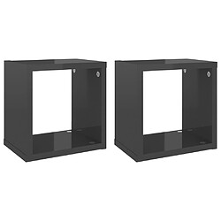 vidaXL Étagères cube murales 2 pcs gris brillant 22x15x22 cm