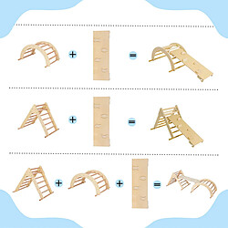 Sunny Charlie 3-en-1 structure d'escalade en bois naturel | Triangle d'escalade / Arc d'escalade / Mur d'escalade | Jouets Montessori pour jeunes enfants pas cher