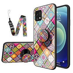 Coque en TPU anti-rayures avec béquille et lanière Motif de couleur pour votre Oppo A16K