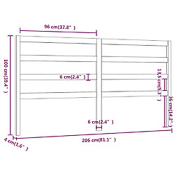 vidaXL Tête de lit Gris 206x4x100 cm Bois massif de pin pas cher