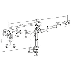 Support de bureau InLine® pour 3x TFT / LCD / LED jusqu'à 68cm 27 ""max. 3x 8kg