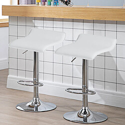 Helloshop26 Tabouret de bar pivotant carrées réglables en hauteur tabourets intérieur/extérieur en cuir pu tabourets avec repose-pieds blanc 20_0009477