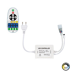 Avis Ledkia Contrôleur pour Ruban LED 220V AC 220LED/m CCT IP67 Largeur 15mm Coupe tous les 100cm avec télécommande IR 23 Touches Blanc