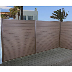 Mendler WPC pare-vue Sarthe, abat-vent, clôture, aluminium premium ~ lot de 3, 5,6m, marron 