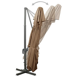 Acheter vidaXL Parasol de jardin en porte-à-faux avec double toit taupe