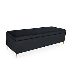 Banquette Coffre Iris velours Noir pieds or