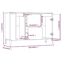 vidaXL Buffet Sonoma gris 104x35x70 cm Bois d'ingénierie pas cher