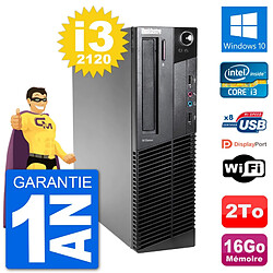 PC Lenovo M92p SFF Intel i3-2120 RAM 16Go Disque Dur 2To Windows 10 Wifi - Occasion