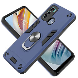 Coque en TPU 2-en-1, hybride avec béquille en anneau magnétique bleu pour votre Motorola Moto G60