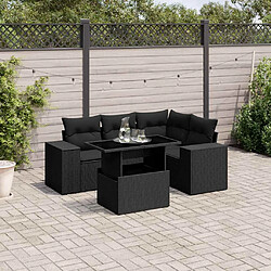 vidaXL Salon de jardin 5 pcs avec coussins noir résine tressée