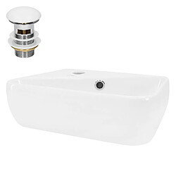 ML-Design Lavabo à poser angulaire avec garniture vidage en céramique blanc 450x270x130 mm