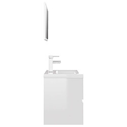 Acheter Maison Chic Ensemble de meubles de salle de bain,Armoire rangement Bain Blanc brillant Aggloméré -MN11129