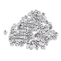 100x alphabets acryliques métalliques assortis lettre cube perles poney perles argent