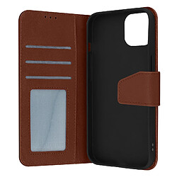 Avizar Housse pour iPhone 14 Pro Cuir premium Porte-carte Fonction support Vidéo marron