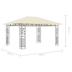 vidaXL Tonnelle avec moustiquaire et lumières LED 4x3x2,73 m Crème pas cher