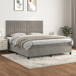 Maison Chic Lit Adulte - Lit simple Lit à sommier tapissier et matelas moelleux - Meuble de Chambre - Gris clair 160x200cm Velours -MN32791