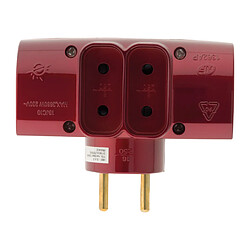 Multiprise 4 prises latérale pour TV écran plat - Quadriplite - 2x16A + 2x6A - Bordeaux/pourpre - Zenitech