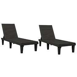 vidaXL Chaises longues lot de 2 noir 155x58x83 cm polypropylène