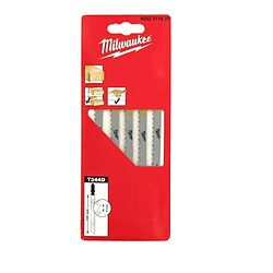 Pack de 5 lames scie sauteuse MILWAUKEE bois 105 mm denture de 4 mm 4932311633