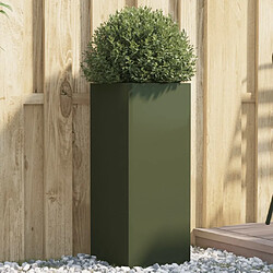 Maison Chic Jardinière,Bac à fleurs - pot de fleur vert olive 32x27,5x75 cm acier laminé à froid -GKD35290