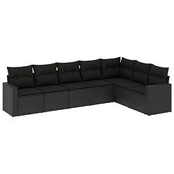 vidaXL Salon de jardin 7 pcs avec coussins noir résine tressée