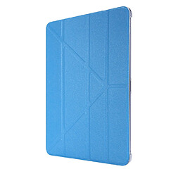 Etui en PU Texture de soie avec support origami bleu clair pour votre Apple iPad Pro 12.9 pouces (2021)