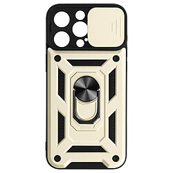 Avizar Coque Antichoc pour iPhone 15 Pro Max Cache Caméra Coulissant Bague or