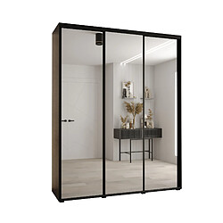 Abiks Meble Armoire à portes coulissantes Davos 2 H235.2 x L190 x P45 3 portes coulissante (Noir/Noir/Noir)