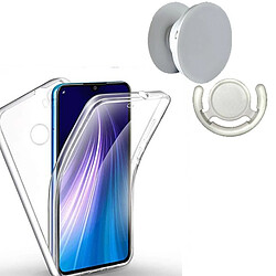 PHONECARE Kit Coque 3x1 360° Impact Protection + 1 PopSocket + 1 Support PopSocket Blanc - Impact Protection - Xiaomi Redmi Note 8