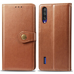 Wewoo Housse Coque Étui en cuir de protection de couleur unie rétro avec boucle pour téléphone portable lanièrecadre photo et fente carteportefeuille et support Xiaomi Mi CC9e Browe