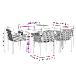 vidaXL Ensemble à manger de jardin 7 pcs coussins résine tressée acier pas cher