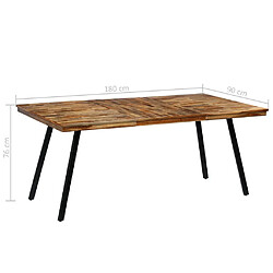 vidaXL Table à manger Teck recyclé et acier 180x90x76 cm pas cher