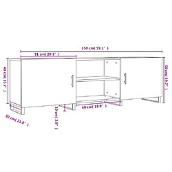 vidaXL Meuble TV sonoma gris 150x30x50 cm bois d'ingénierie pas cher