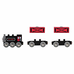 Avis Train de marchandises Hape Steam-Era Jouet de locomotive classique noir et rouge pour enfants avec wagons de fret non chargeables, L : 9,4, l : 1,3, H : 1,9 pouces