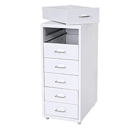 Decoshop26 Caisson à tiroirs rangement bureau sur roulettes 69x28x41cm 6 tiroirs en acier blanc 04_0004357 pas cher