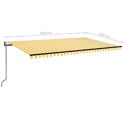 vidaXL Auvent automatique capteur de vent LED 500x350cm Jaune et blanc pas cher