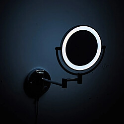 Universal Miroir de maquillage noir de peinture LED d'attache murale prolongement pliant double face de lumière LED miroir miroir de bain | miroir de bain