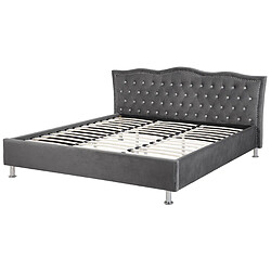 Beliani Lit double en velours gris foncé 180 x 200 METZ pas cher