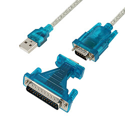 LinQ Adaptateur USB 2.0 vers DB25 et DB9 Bleu Clair