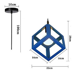 Stoex Lustre Suspension Contemporain en Cage Cube fer Luminaire E27 Bleu