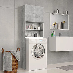 Maison Chic Meuble rangement de salle de bain | Meuble pour machine à laver | Armoire murale de bain Gris béton 64x25,5x190 cm Aggloméré -GKD42858