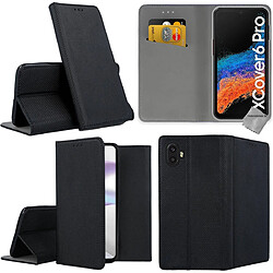 Htdmobiles Housse pour Samsung Galaxy Xcover 6 Pro - etui coque pochette portefeuille + verre trempe - NOIR MAGNET