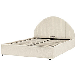 Acheter Beliani Lit double avec rangement en tissu bouclé 140 x 200 cm blanc cassé CHADENET