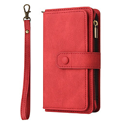 Etui en PU + TPU avec poche zippée et porte-cartes rouge pour votre Samsung Galaxy Note20 Ultra